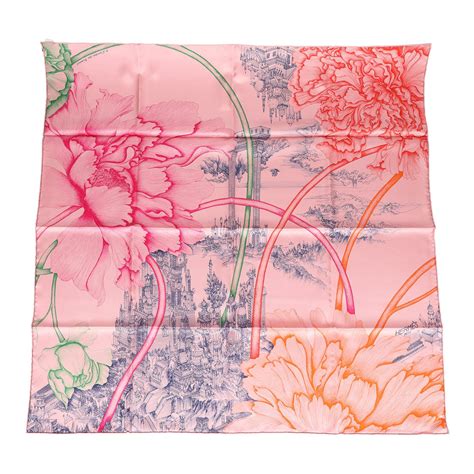 HERMES Silk A l'Ombre des Pivoines Scarf 90 